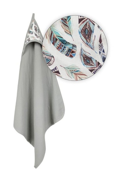 Osuška s kapucí Muslin Design 85 x 85 cm šedá - Baby Matex
