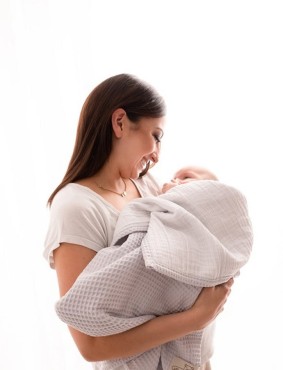 Mušelínová dětská dečka 75 x 100 cm Prestige Muslin světle šedá - Baby Matex