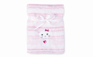 Dětská deka 75 x 100 cm Ricco růžová kočička - Baby Matex