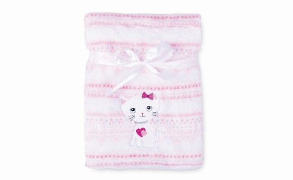 Dětská deka 75 x 100 cm Ricco růžová kočička - Baby Matex
