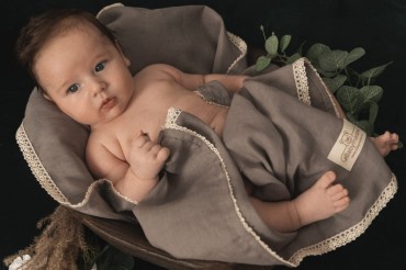 Lněná dětská deka 75x100 Linen tmavě šedá - Baby Matex