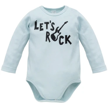 Dětské body s dlouhými rukávy LET'S ROCK modré - Pinokio