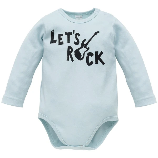 Dětské body s dlouhými rukávy LET'S ROCK modré - Pinokio