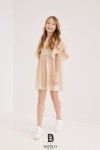 Šaty pro dívku s motýlími rukávy Beige - All for Kids