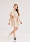 Šaty pro dívku s motýlími rukávy Beige - All for Kids