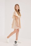 Šaty pro dívku s motýlími rukávy Beige - All for Kids
