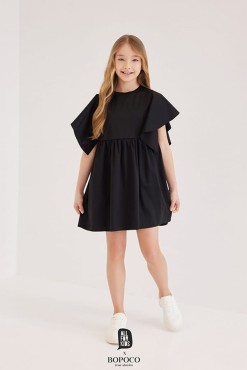 Šaty pro dívku s motýlími rukávy Black - All for Kids