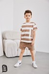 Chlapecké tričko s béžovými pruhy - All for Kids