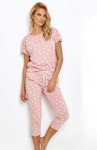 Dámské pyžamo s krátkým rukávem, pudrově růžové s puntíky - Chloe Taro