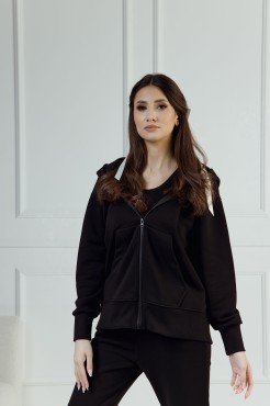 Comfort & Luxury - Mikina s kapucí na zip Leah Black