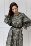 WUALAA Women - Dámské šaty Amber Oversize Zebra Khaki