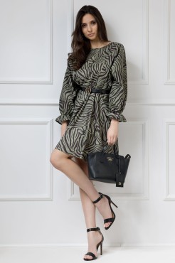 WUALAA Women - Dámské šaty Amber Oversize Zebra Khaki