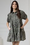 WUALAA Women - Dámské šaty CINDY Zebra Khaki
