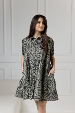 WUALAA Women - Dámské šaty CINDY Zebra Khaki