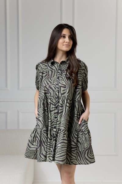 WUALAA Women - Dámské šaty CINDY Zebra Khaki