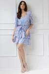 WUALAA Women - Dámské šaty HARPER Rustic Symphony Blue/Apricot