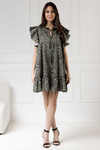 WUALAA Women - Dámské šaty ZOYA Zebra Khaki