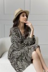 WUALAA Women - Dámské šaty midi KELLY Zebra Khaki