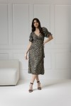 WUALAA Women - Dámské šaty midi KELLY Zebra Khaki