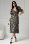 WUALAA Women - Dámské šaty midi KELLY Zebra Khaki