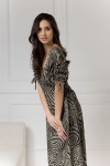 WUALAA Women - Dámské šaty midi KELLY Zebra Khaki