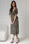 WUALAA Women - Dámské šaty midi KELLY Zebra Khaki