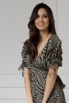 WUALAA Women - Dámské šaty midi KELLY Zebra Khaki