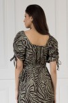 WUALAA Women - Dámské šaty midi KELLY Zebra Khaki