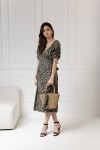 WUALAA Women - Dámské šaty midi KELLY Zebra Khaki