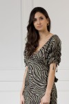 WUALAA Women - Dámské šaty midi KELLY Zebra Khaki