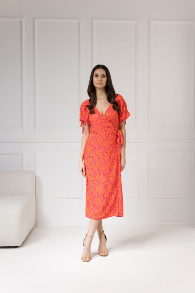 WUALAA Women - Dámské šaty midi KELLY Neon Flowers