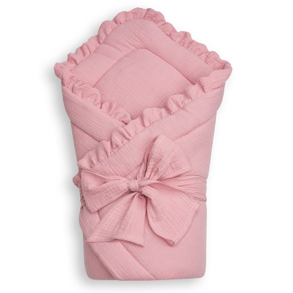 Mušelínová zavinovačka s volánky pro miminko Blush - Dolce Sonno