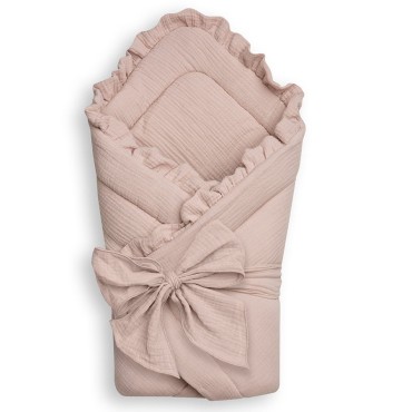 Mušelínová zavinovačka s volánky pro miminko Beige - Dolce Sonno