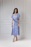 WUALAA Women - Dámské midi šaty SANVI Rustic Symphony Blue/ Apricot