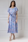 WUALAA Women - Dámské midi šaty SANVI Rustic Symphony Blue/ Apricot