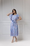 WUALAA Women - Dámské midi šaty SANVI Rustic Symphony Blue/ Apricot
