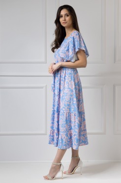 WUALAA Women - Dámské midi šaty SANVI Rustic Symphony Blue/ Apricot