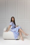 WUALAA Women - Dámské midi šaty SANVI Rustic Symphony Blue/ Apricot