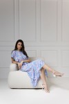 WUALAA Women - Dámské midi šaty SANVI Rustic Symphony Blue/ Apricot