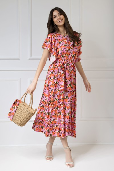 WUALAA Women - Dámské midi šaty SANVI Floral Delight