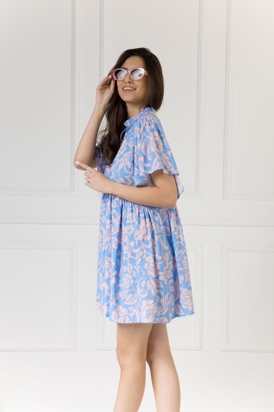WUALAA Women - Dámské šaty SARA Rustic Symphony Blue/Apricot