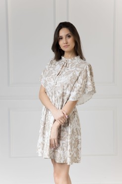 WUALAA Women - Dámské šaty SARA Rustic Symphony Latte/ White