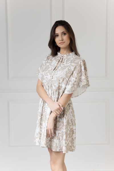 WUALAA Women - Dámské šaty SARA Rustic Symphony Latte/ White