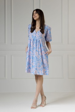 WUALAA Women - Dámské šaty Emili Rustic Symphony Blue/Apricot