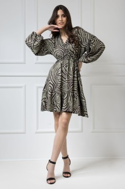 WUALAA Women - Dámské šaty Lisa Zebra Khaki