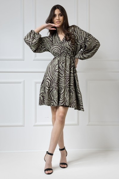 WUALAA Women - Dámské šaty Lisa Zebra Khaki