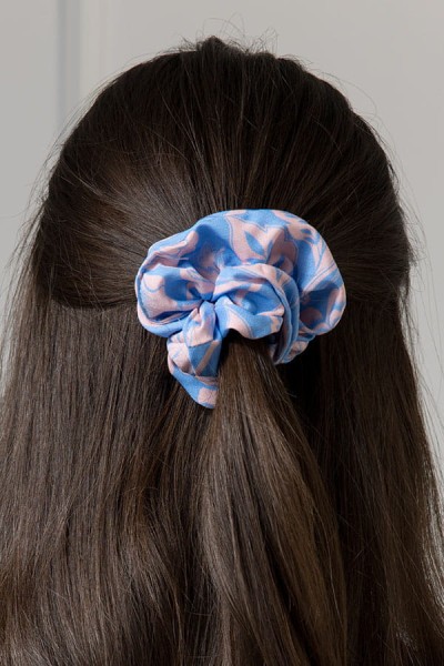 WUALAA Women - Scrunchie viskózová gumička do vlasů Rustic Symphony Blue/Apricot