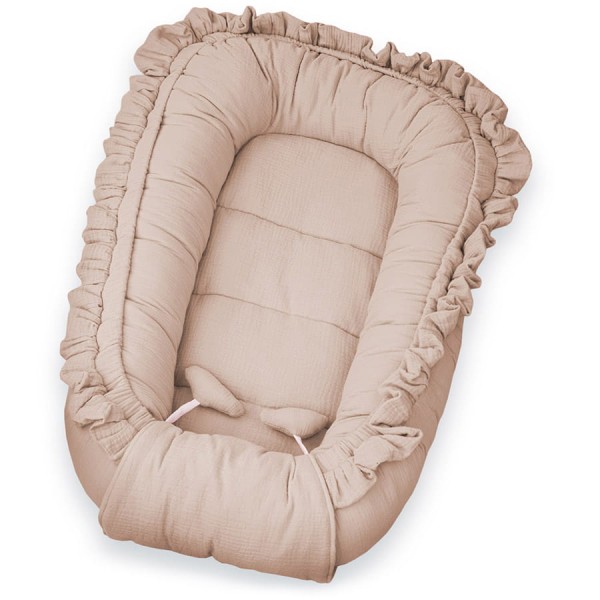 Mušelínové dětské hnízdečko s volánky Beige - Dolce Sonno