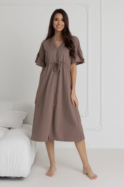 Dlouhá Těhotenská i kojící košilka Astrid/ Taupe - Dolce Sonno