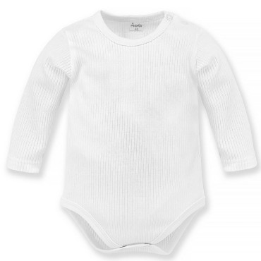 Dětské body s dlouhým rukávem z žebrované bavlny – Bílé- Lovely Day | Pinokio 